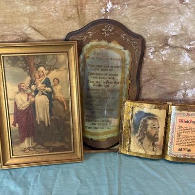 Sale Photo Thumbnail #524: Holy family 10.5 x 15.5, Ten Commandments 10.5 x 18.5, bible Bible12 Half.5 x 7.5