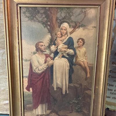Sale Photo Thumbnail #525: Holy family 10.5 x 15.5, Ten Commandments 10.5 x 18.5, bible Bible12 Half.5 x 7.5