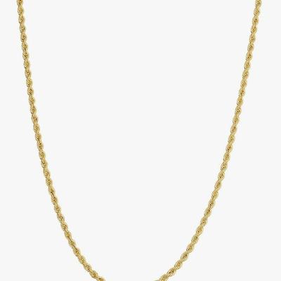 Solid 14k Yellow Gold Filled Rope Chain Necklace