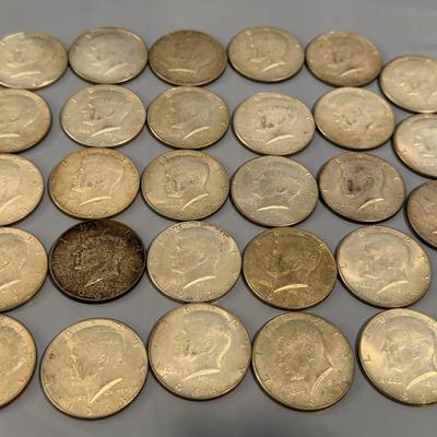 28 Kennedy Half Dollars 1965-1969 40% Silver Coins Lot