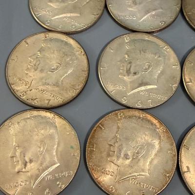 28 Kennedy Half Dollars 1965-1969 40% Silver Coins Lot