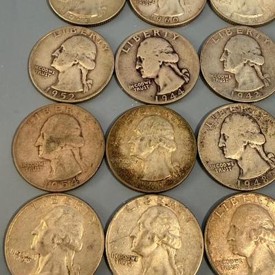 30 Silver Washington Quarters - All pre 1965 90% Coins