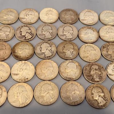 30 Silver Washington Quarters - All pre 1965 90% Coins