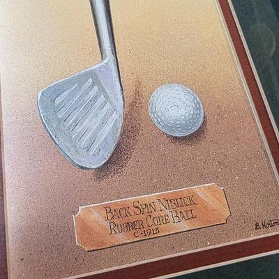 Bernie Horton Back Spin Niblick Framed Golf Print Vintage Club Artwork