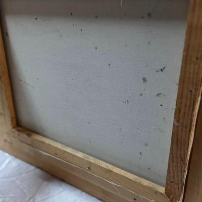 Vintage Signed Mexican Street Scene Oil Painting in Rustic Carved Wood Frame