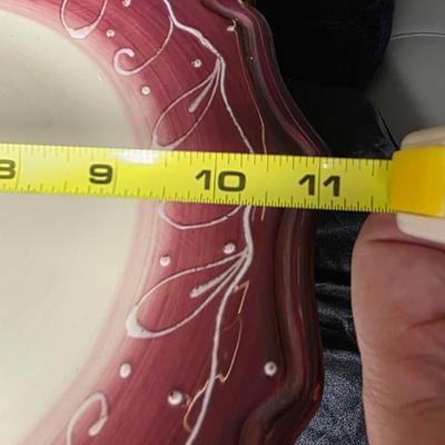 Gibson Everyday Gardino Rosso 3 Tier Serving Stand Red Hand Painted Dessert Tray