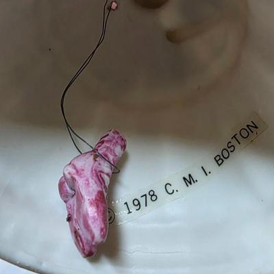 Vintage 1978 C.M.I. Boston Porcelain Lady Bell Figurine with Floral Bouquet