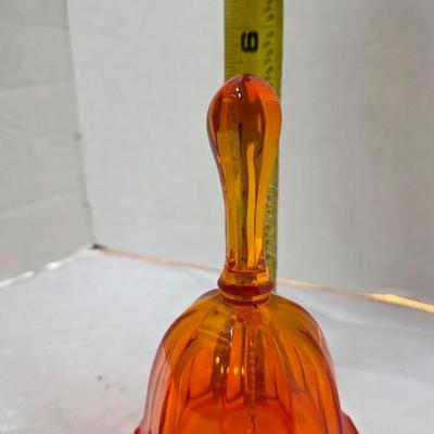 Vintage Viking Glass Amberina Bell – Handcrafted Paneled Art Glass, 1970s