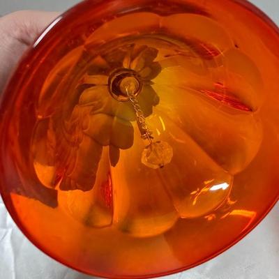Vintage Viking Glass Amberina Bell – Handcrafted Paneled Art Glass, 1970s