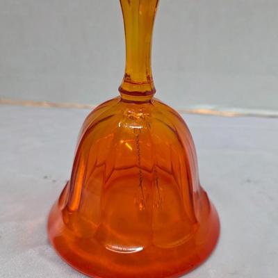 Vintage Viking Glass Amberina Bell – Handcrafted Paneled Art Glass, 1970s