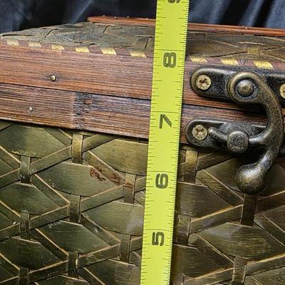 Vintage Bombay Company Woven Brass & Bentwood Curved Storage Box