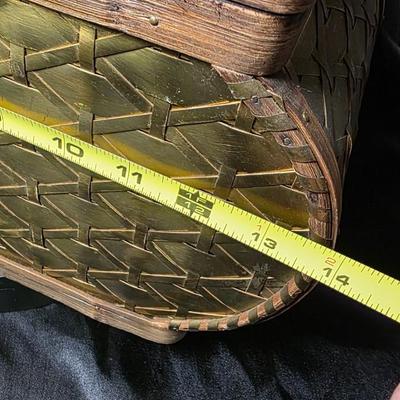 Vintage Bombay Company Woven Brass & Bentwood Curved Storage Box