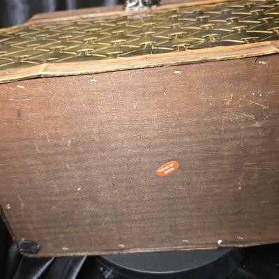 Vintage Bombay Company Woven Brass & Bentwood Curved Storage Box