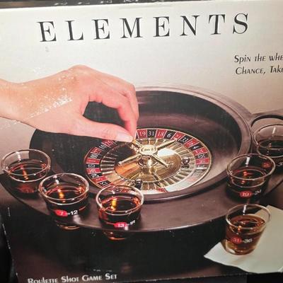 Elements Roulette Shot Game Set with Numbered Glasses and Spinning Wheel