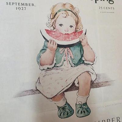 Vintage Good Housekeeping September 1927 Cover Print – “Silver Slippers” Child Illustration – Framed Wall Art
