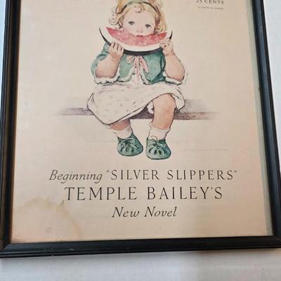 Vintage Good Housekeeping September 1927 Cover Print – “Silver Slippers” Child Illustration – Framed Wall Art