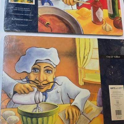Will Rafuse Chef Art Placemats Set of 2 Cork Backed Gifts of Art New