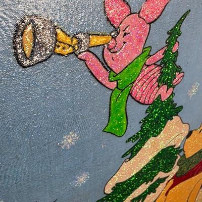 Winnie-the-Pooh, Tigger & Piglet Holiday Glitter Art — 17" x 17" Framed Wall Décor