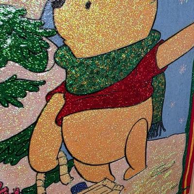 Winnie-the-Pooh, Tigger & Piglet Holiday Glitter Art — 17" x 17" Framed Wall Décor
