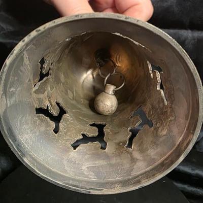 1996 International Silver Co. Hand-Made Silver-Plated Christmas Bell – Reindeer Finial & Cutout Design