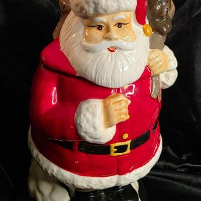Vintage Santa Claus Cookie Jar with Toy Sack - Christmas Holiday Canister
