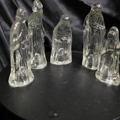 5-Piece Clear Glass Nativity Figures – Elegant Holiday Display Set