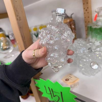 Sale Photo Thumbnail #778: Iridescent grape glasses, green pitcher and glass set