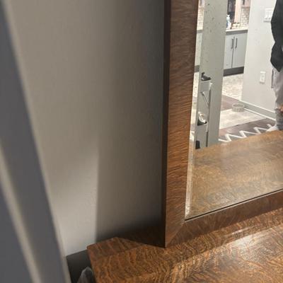 Tiger oak dresser and mirror