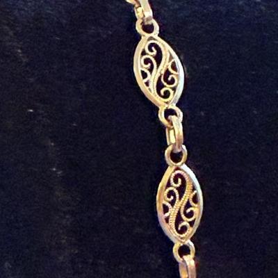 8” 14k Yellow Gold Filigree Bracelet Made in Italy 3 grams