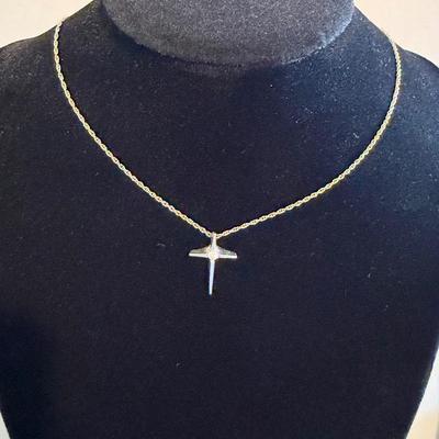 Cross Pendant w/ Stone and 18” Gold Chain