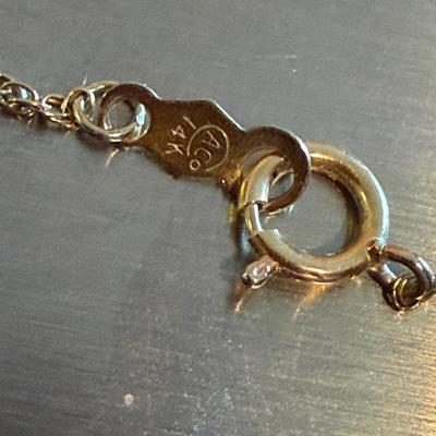 Cross Pendant w/ Stone and 18” Gold Chain