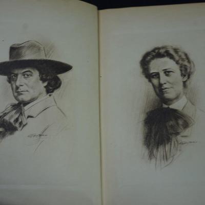 Sale Photo Thumbnail #321: The pages are of thick paper, rough edges , Hard cover with leather spine is very worn and is seperating from the book) most on the lower half , You could put glue on the binding to temporary repair. 
The pages in the inside of the book are bound well and