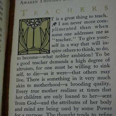 Sale Photo Thumbnail #323: The pages are of thick paper, rough edges , Hard cover with leather spine is very worn and is seperating from the book) most on the lower half , You could put glue on the binding to temporary repair. 
The pages in the inside of the book are bound well and