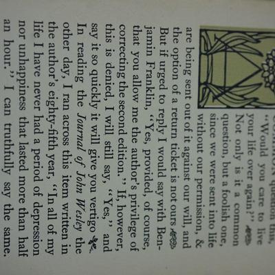 Sale Photo Thumbnail #322: The pages are of thick paper, rough edges , Hard cover with leather spine is very worn and is seperating from the book) most on the lower half , You could put glue on the binding to temporary repair. 
The pages in the inside of the book are bound well and