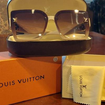 Louis Vuitton oversized square sunglasses with gold-tone LV hardware