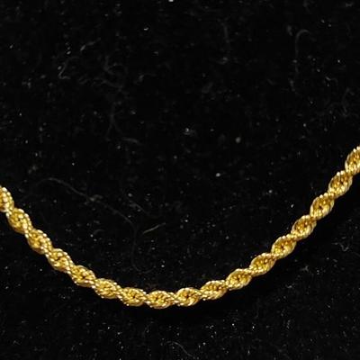 Solid 14k Yellow Gold Filled Rope Chain Necklace