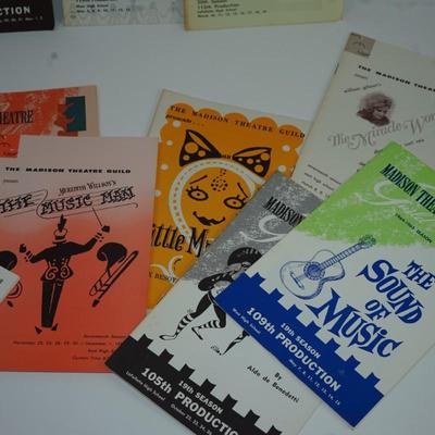 Sale Photo Thumbnail #351: thirteen original playbills from the Madison Theater Guild during the 1960's
The playbills are in very good condition and have the actors listed along with crews and credits. 
Advertising in the playbills are of fun interest alsol
Madison.\, WI history