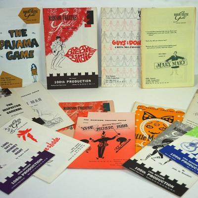 Sale Photo Thumbnail #361: thirteen original playbills from the Madison Theater Guild during the 1960's
The playbills are in very good condition and have the actors listed along with crews and credits. 
Advertising in the playbills are of fun interest alsol
Madison.\, WI history