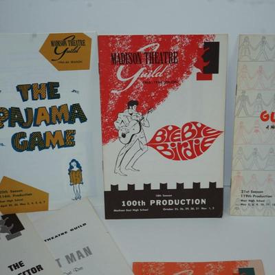 Sale Photo Thumbnail #353: thirteen original playbills from the Madison Theater Guild during the 1960's
The playbills are in very good condition and have the actors listed along with crews and credits. 
Advertising in the playbills are of fun interest alsol
Madison.\, WI history