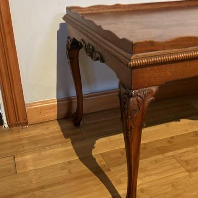 French Provincial Louis XV Style Coffee Table - Walnut, Cabriole Legs