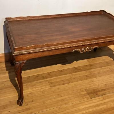 French Provincial Louis XV Style Coffee Table - Walnut, Cabriole Legs