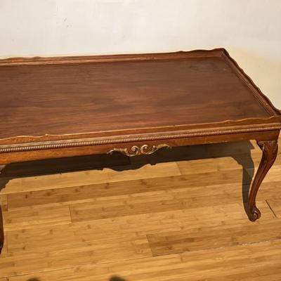 French Provincial Louis XV Style Coffee Table - Walnut, Cabriole Legs