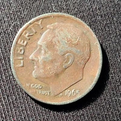 circulated 1965 Roosevelt dime.