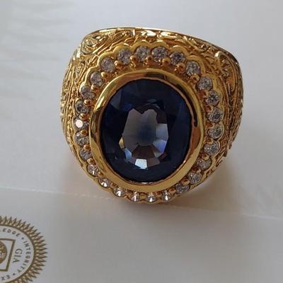 GIA CERTIFIED LAB GROWN SAPPHIRE RING