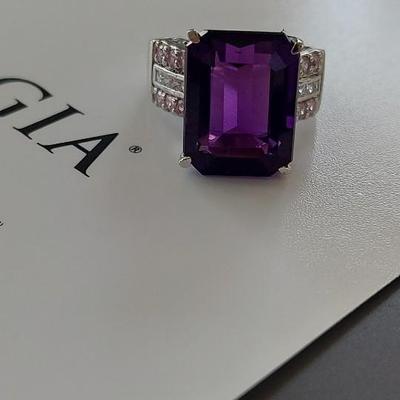GIA CERTIFIED LAB GROWN AMETHYST RING