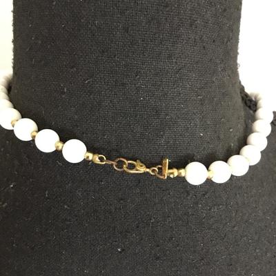 Vintage Monet, white and gold bead necklace