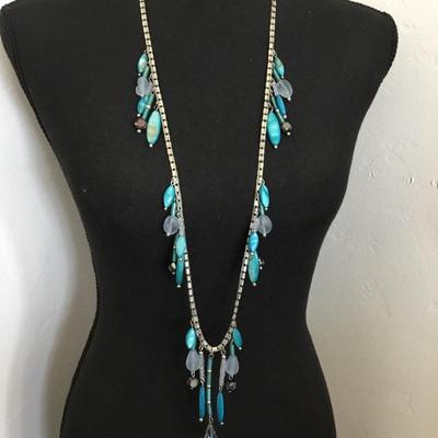 Beautiful, silver toned, Ocean blue, abalone shell, frosted Seaglass statement, necklace