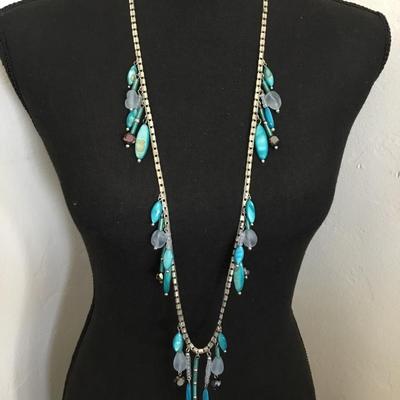 Beautiful, silver toned, Ocean blue, abalone shell, frosted Seaglass statement, necklace