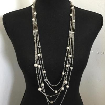 Beautiful Touch stone Crystal Swarovski Charleston pearl CZ Multi strand necklace