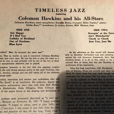 "Timeless Jazz" Coleman Hawkins. Record (33)